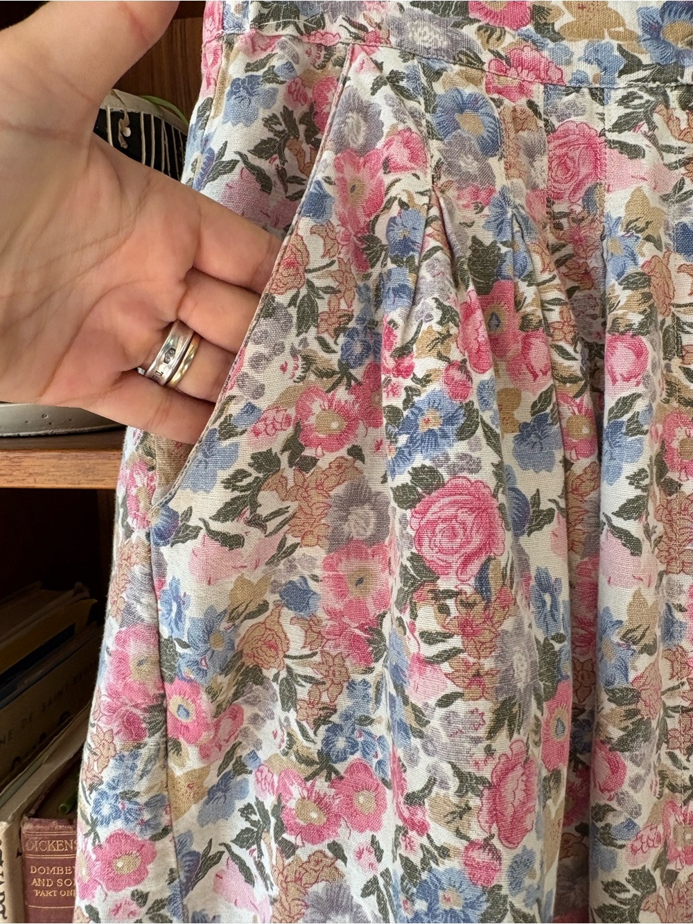 Vintage 90s Floral Prairie Skirt L CottageCore - Picture 3 of 6